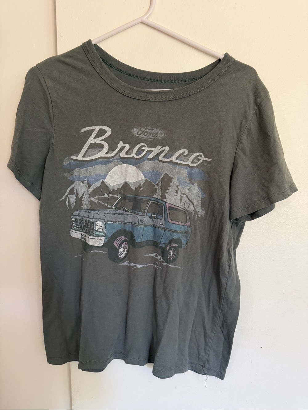 Ford Olive Green V-Neck Tee with White Logo